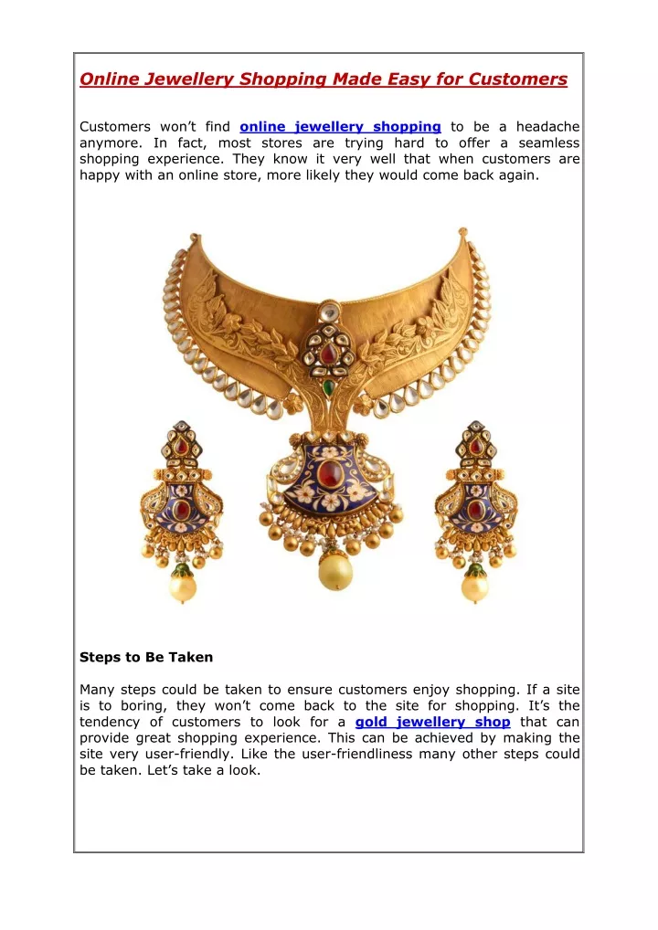 online jewellery shopping made easy for customers