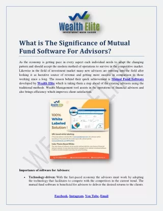what is the significance of mutual fund software