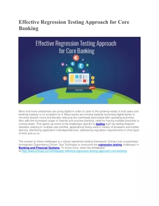 Effective Regression Testing Approach for Core Banking