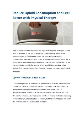reduce opioid consumption and feel better with