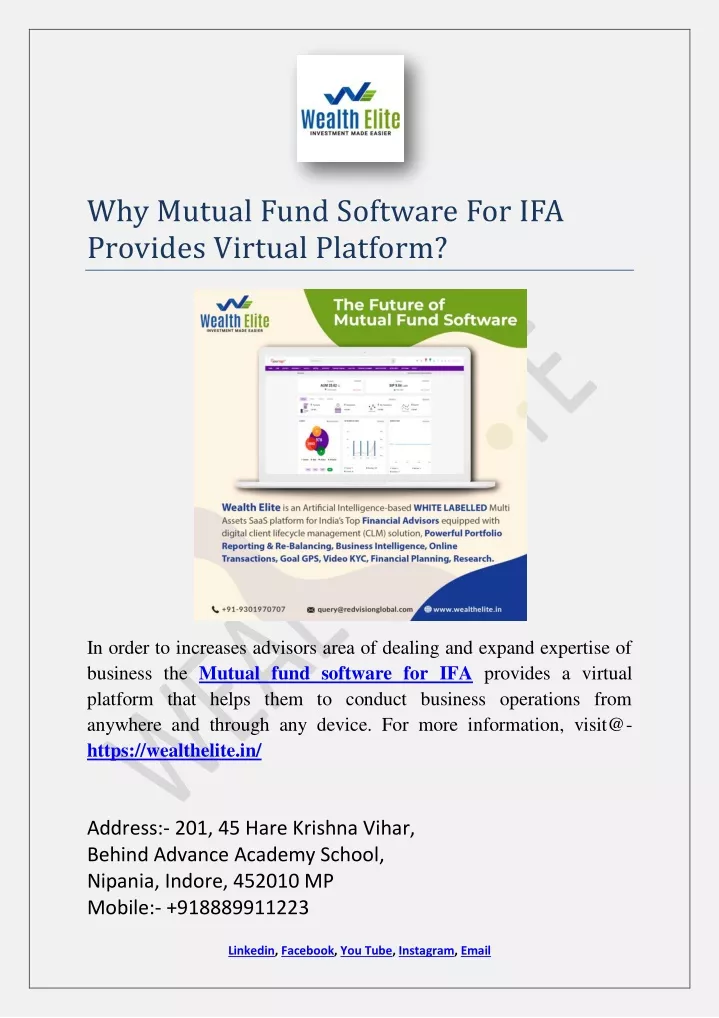 why mutual fund software for ifa provides virtual