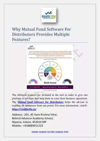 why mutual fund software for distributors