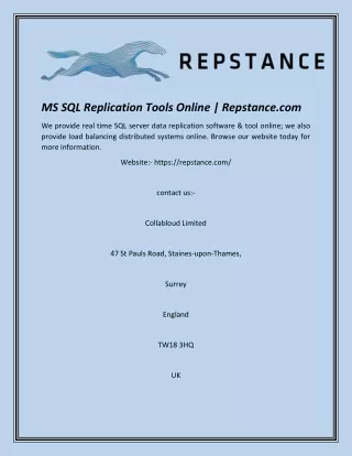 MS SQL Replication Tools Online | Repstance.com