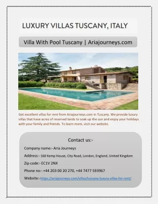 Villa With Pool Tuscany | Ariajourneys.com