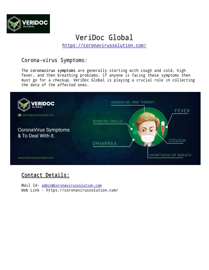 veridoc global https coronavirussolution com