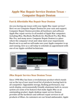apple mac repair service denton texas computer