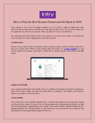 how to pick the best resume format and get hired