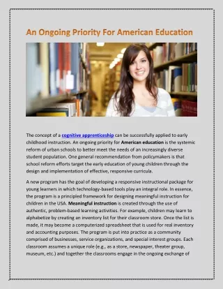 the concept of a cognitive apprenticeship