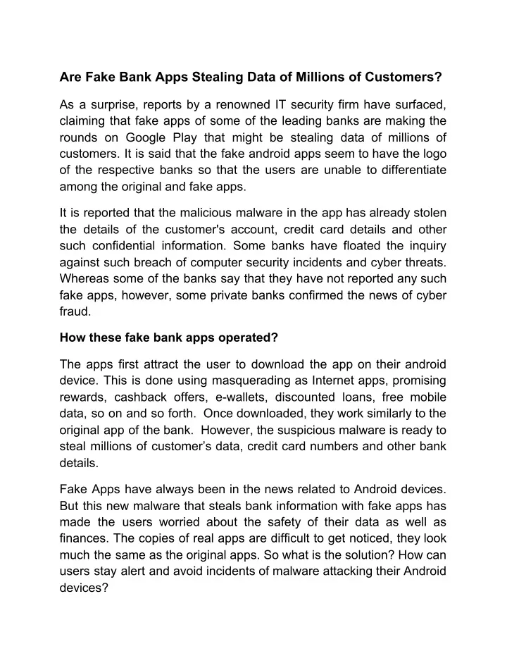 are fake bank apps stealing data of millions
