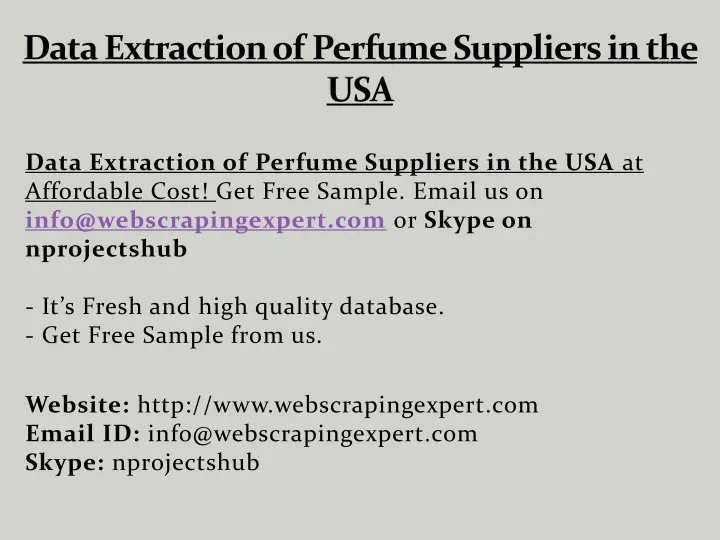 data extraction of perfume suppliers in the usa