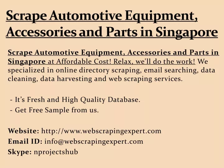 scrape automotive equipment accessories and parts in singapore