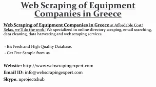 web scraping of equipment companies in greece