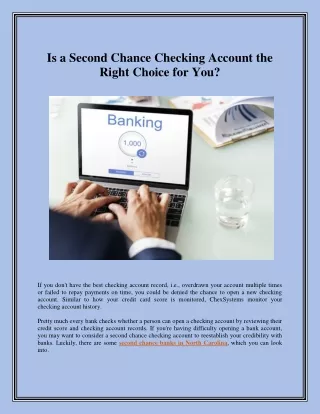 is a second chance checking account the right