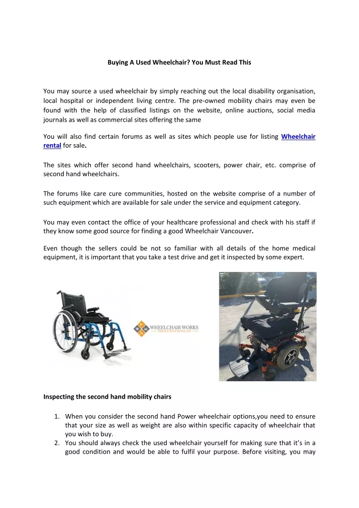 buying a used wheelchair you must read this