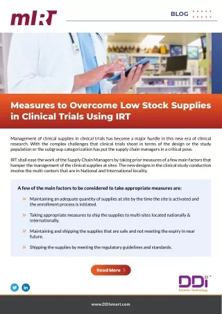 Measures to Overcome Low Stock Supplies in Clinical Trials Using IRT
