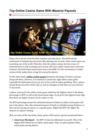 top online casino game with massive payouts