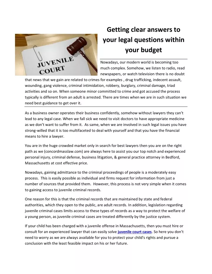 getting clear answers to your legal questions