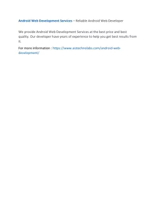 android web development services reliable android