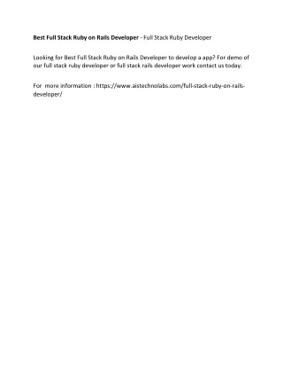 best full stack ruby on rails developer full