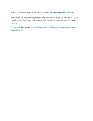 ruby on rails development company best