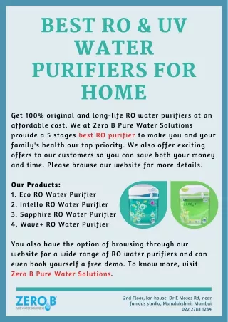 best ro uv water purifiers for home