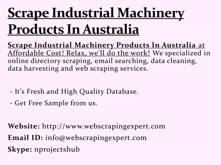 scrape industrial machinery products in australia