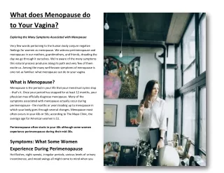 What does Menopause do to Your Vagina?