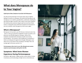 what does menopause do to your vagina