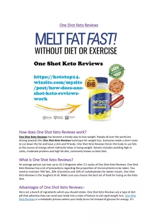 One Shot Keto Reviews