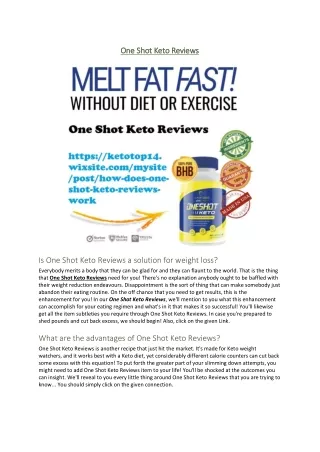 One Shot Keto Reviews