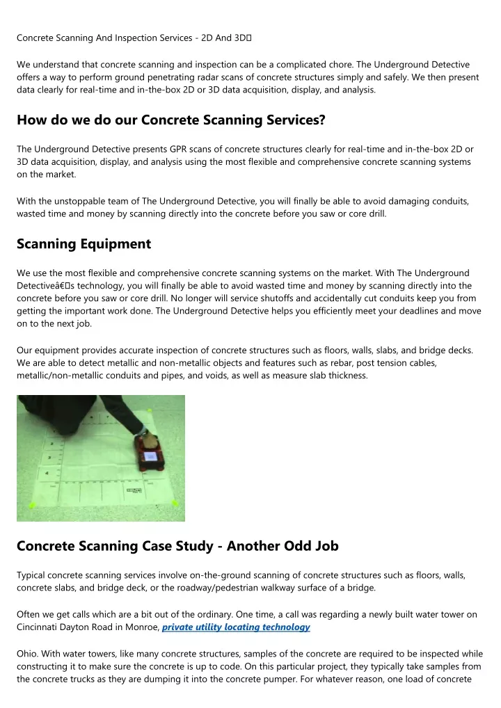 concrete scanning and inspection services
