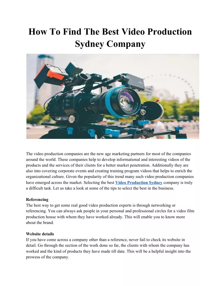 how to find the best video production sydney