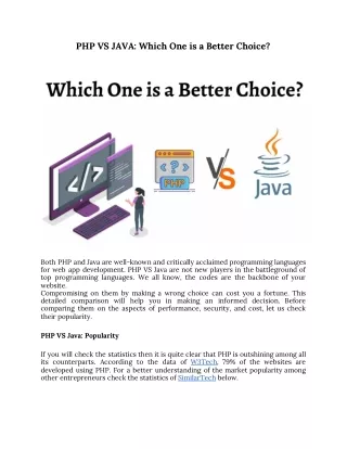 PHP VS JAVA: Which One is a Better Choice?