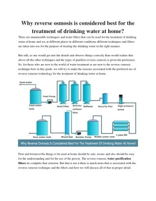 why reverse osmosis is considered best