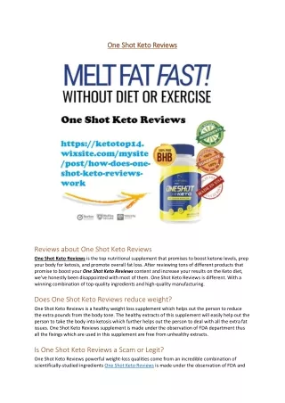 One Shot Keto Reviews