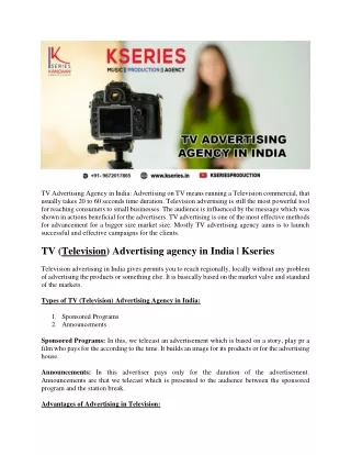 TV Advertising Agency in India