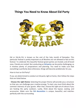 Things You Need to Know About Eid Party