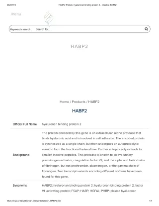 2020 11 3 habp2 protein hyaluronan binding