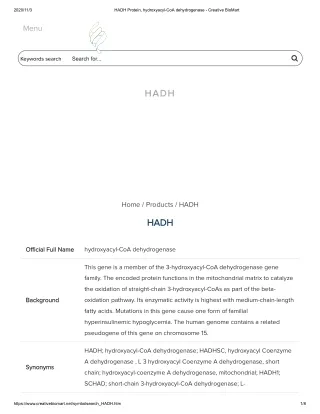 2020 11 3 hadh protein hydroxyacyl