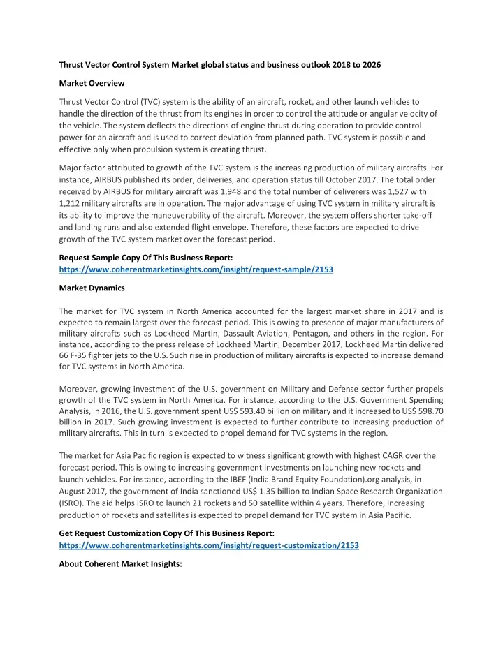 thrust vector control system market global status