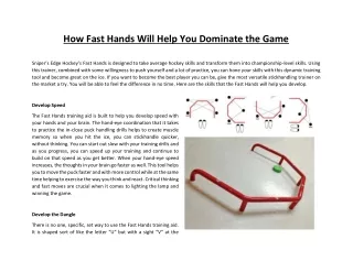 How Fast Hands Will Help You Dominate the Game
