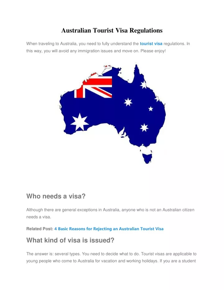 australian tourist visa regulations