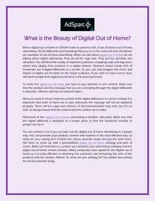 what is the beauty of digital out of home what