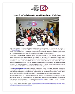 learn craft techniques through knma artists