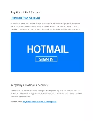 Buy Gmail Pva Accounts - Buy Hotmail Pva Accounts
