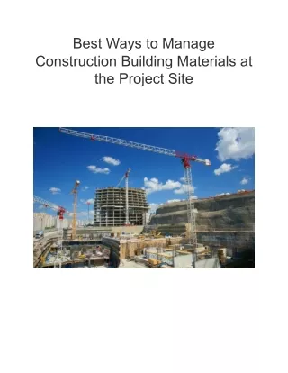 Best Ways to Manage Construction Building Materials at the Project Site