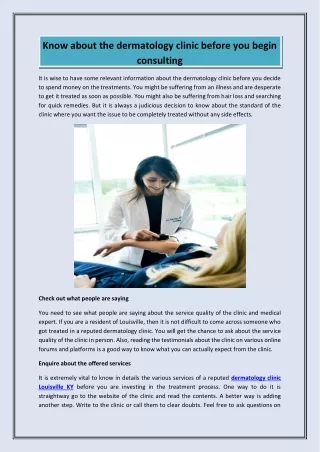 know about the dermatology clinic before