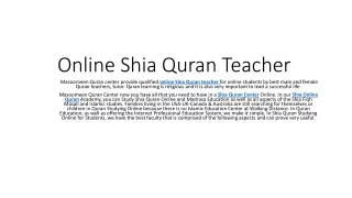 Online Shia Quran Teacher