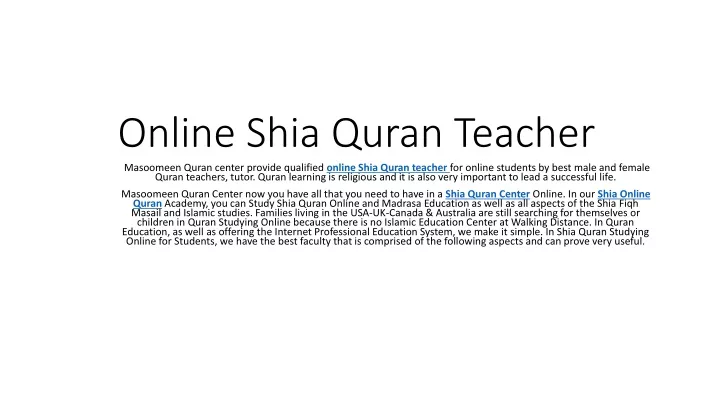 online shia quran teacher