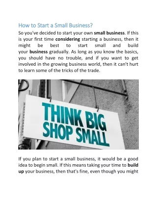 How to Start a Small Business